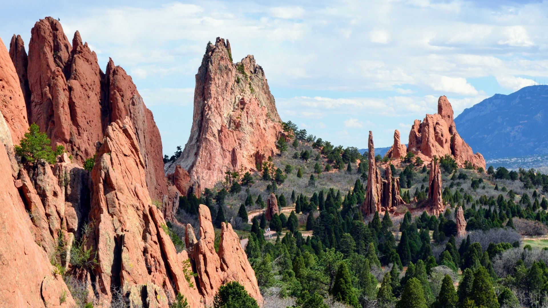 Red rock spires at Garden of the Gods in Colorado Springs